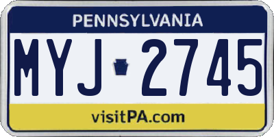 PA license plate MYJ2745