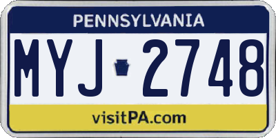 PA license plate MYJ2748