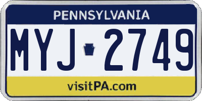 PA license plate MYJ2749
