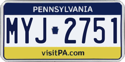 PA license plate MYJ2751