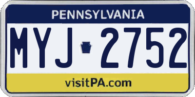 PA license plate MYJ2752