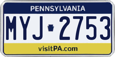 PA license plate MYJ2753