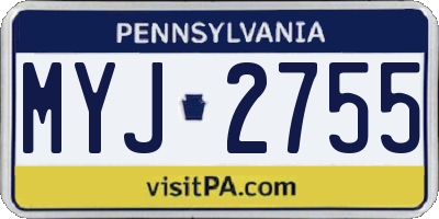 PA license plate MYJ2755