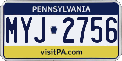PA license plate MYJ2756