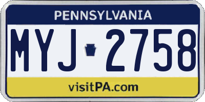 PA license plate MYJ2758