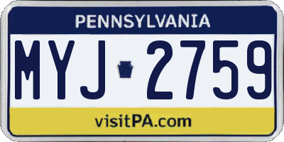 PA license plate MYJ2759
