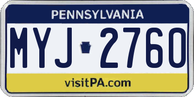 PA license plate MYJ2760