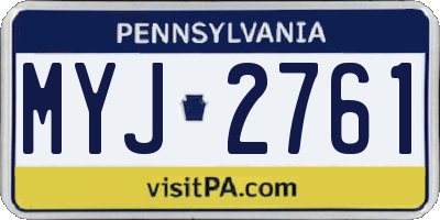 PA license plate MYJ2761
