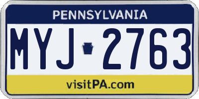 PA license plate MYJ2763