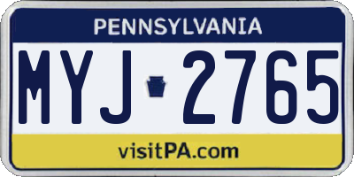 PA license plate MYJ2765