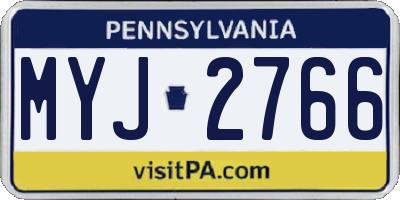 PA license plate MYJ2766