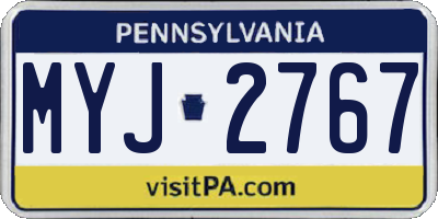 PA license plate MYJ2767