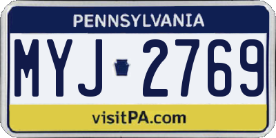 PA license plate MYJ2769