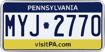 PA license plate MYJ2770