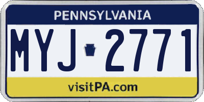 PA license plate MYJ2771