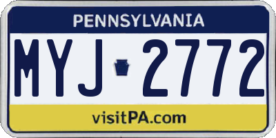 PA license plate MYJ2772