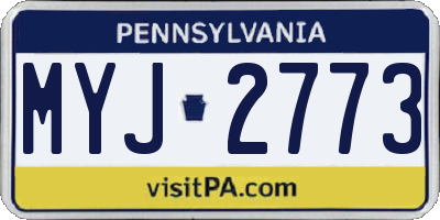 PA license plate MYJ2773