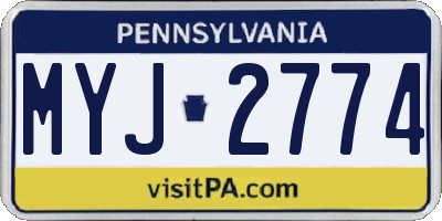 PA license plate MYJ2774