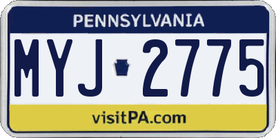 PA license plate MYJ2775