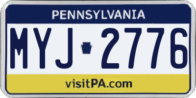 PA license plate MYJ2776