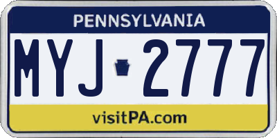 PA license plate MYJ2777