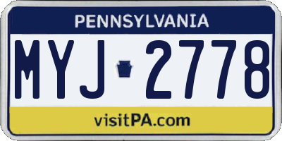 PA license plate MYJ2778