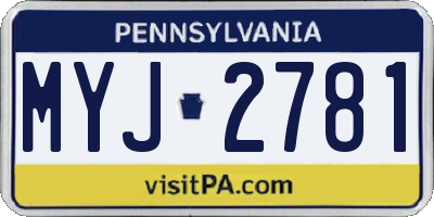 PA license plate MYJ2781