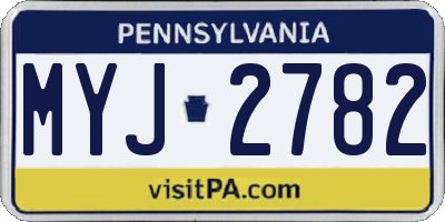 PA license plate MYJ2782