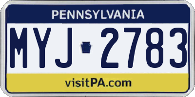 PA license plate MYJ2783