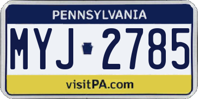 PA license plate MYJ2785