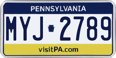 PA license plate MYJ2789