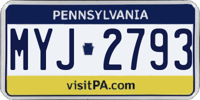 PA license plate MYJ2793