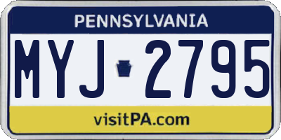 PA license plate MYJ2795