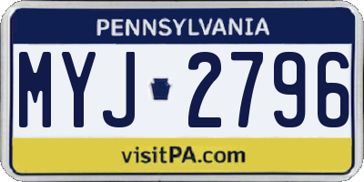 PA license plate MYJ2796