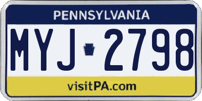 PA license plate MYJ2798