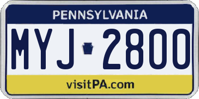 PA license plate MYJ2800