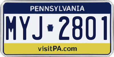 PA license plate MYJ2801