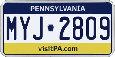 PA license plate MYJ2809