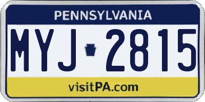 PA license plate MYJ2815