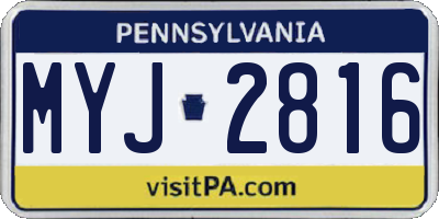 PA license plate MYJ2816