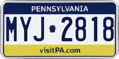 PA license plate MYJ2818
