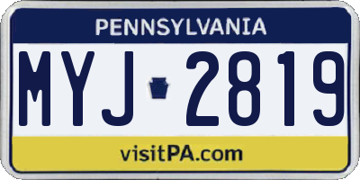 PA license plate MYJ2819