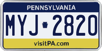 PA license plate MYJ2820