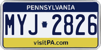 PA license plate MYJ2826