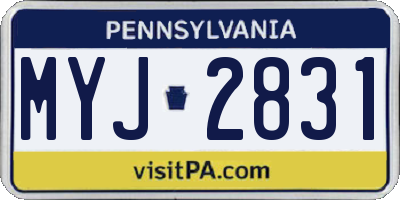PA license plate MYJ2831