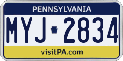 PA license plate MYJ2834