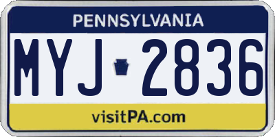 PA license plate MYJ2836