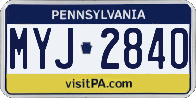 PA license plate MYJ2840