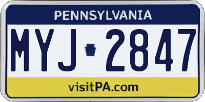 PA license plate MYJ2847