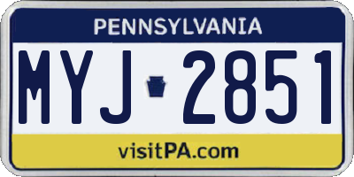 PA license plate MYJ2851